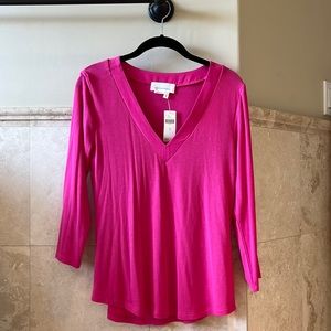 Anthropologie - bright pink v-neck top